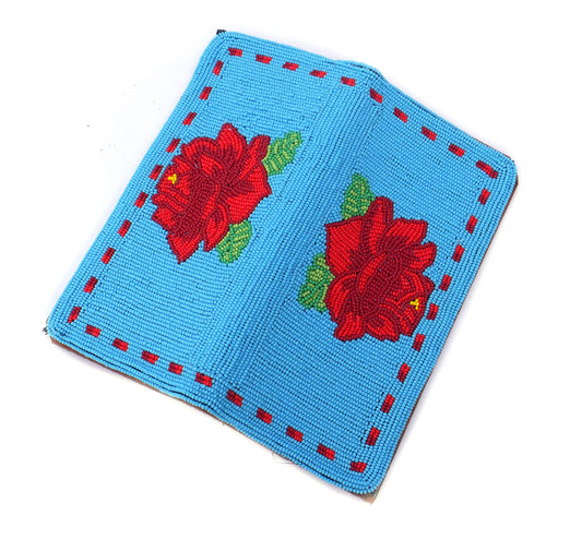 Handmade Beaded Check Book Wallet with intricate Beadwork