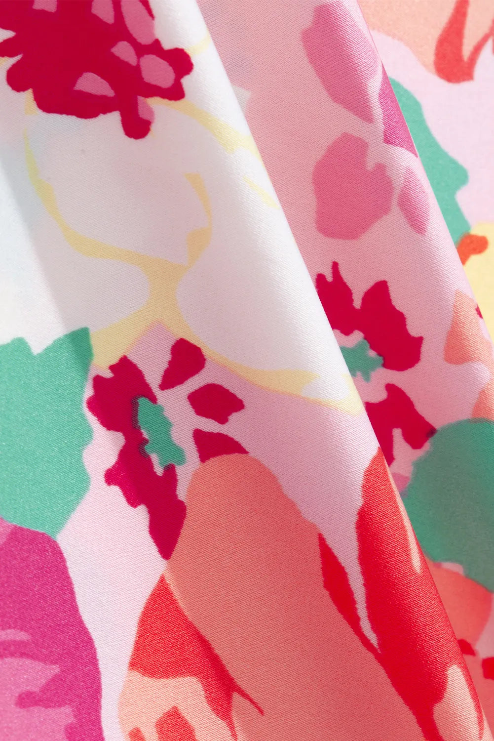 Pink Shirred Cuffs 3/4 Sleeve Floral Blouse - Chic Meadow Boutique