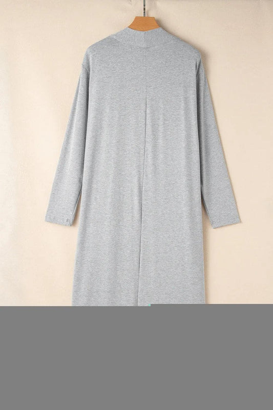 Loungewear & Sleepwear/Loungewear Light Grey Split Long Cardigan and Skinny Pants Lounge Set