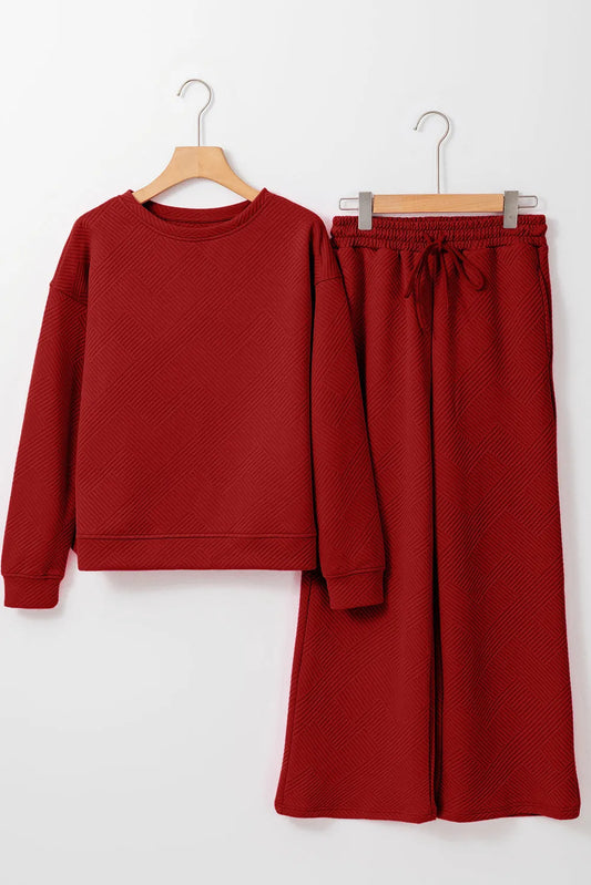 Red Dahlia Ultra Loose Textured 2pcs Slouchy Outfit - Chic Meadow Boutique