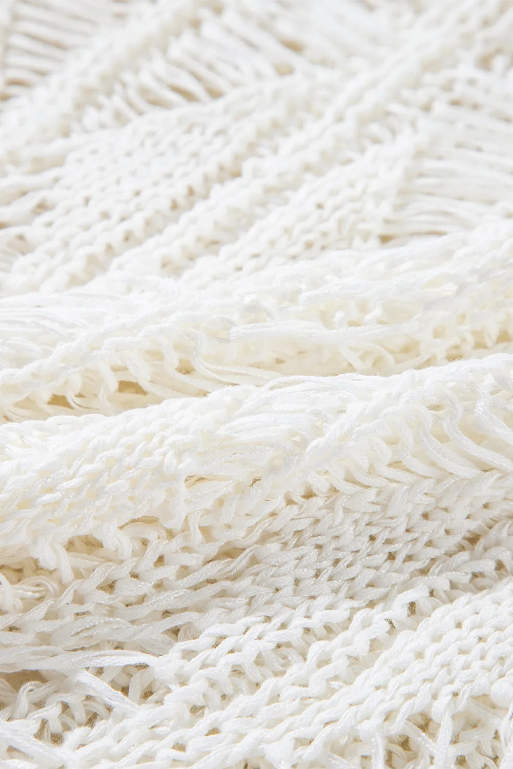 White Cut Out Crochet Crew Neck Loose Fit Sweater - Chic Meadow Boutique