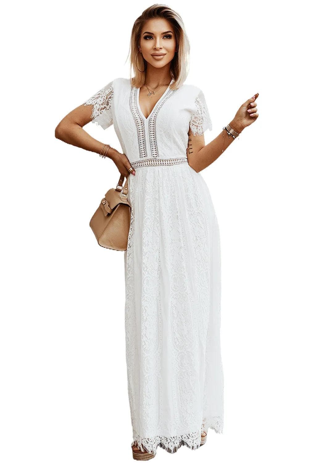 Dresses/Maxi Dresses White Blue Fill Your Heart Lace Maxi Dress