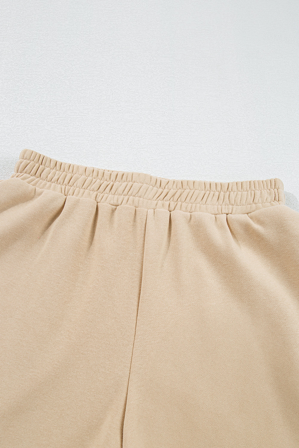 Apricot Striped Accent Pullover and Shorts Two Piece Casual Set