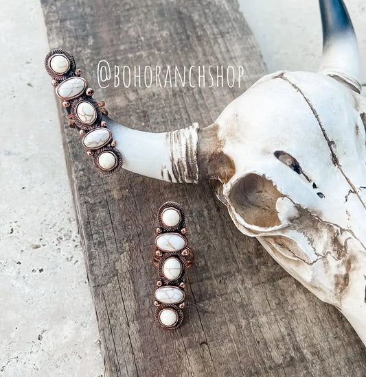 Western Cluster Cuff Turquoise Ring