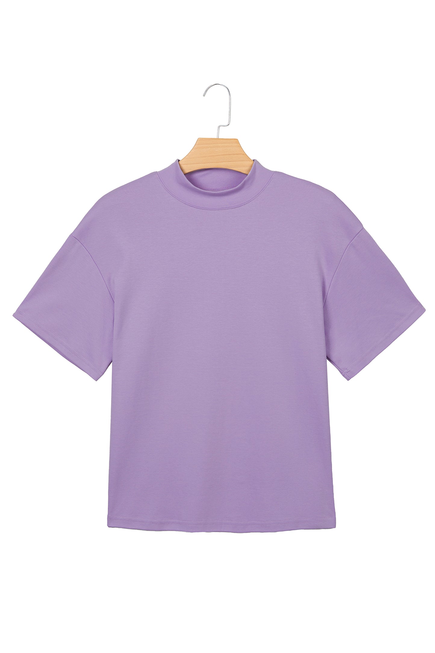 Wisteria Solid Color High Neck Oversize Tee