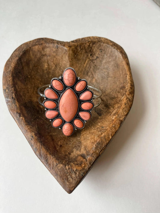 Jewelry Peach Western Flower Cuff Bracelet