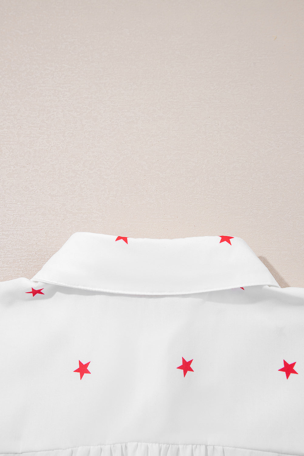 White Little Stars Printed Loose Half Sleeve Loose Shirt