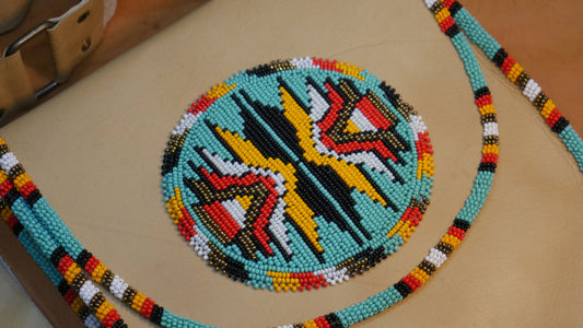 Turquoise Handmade Beaded Leather Crossbody bag Shoulder Bag