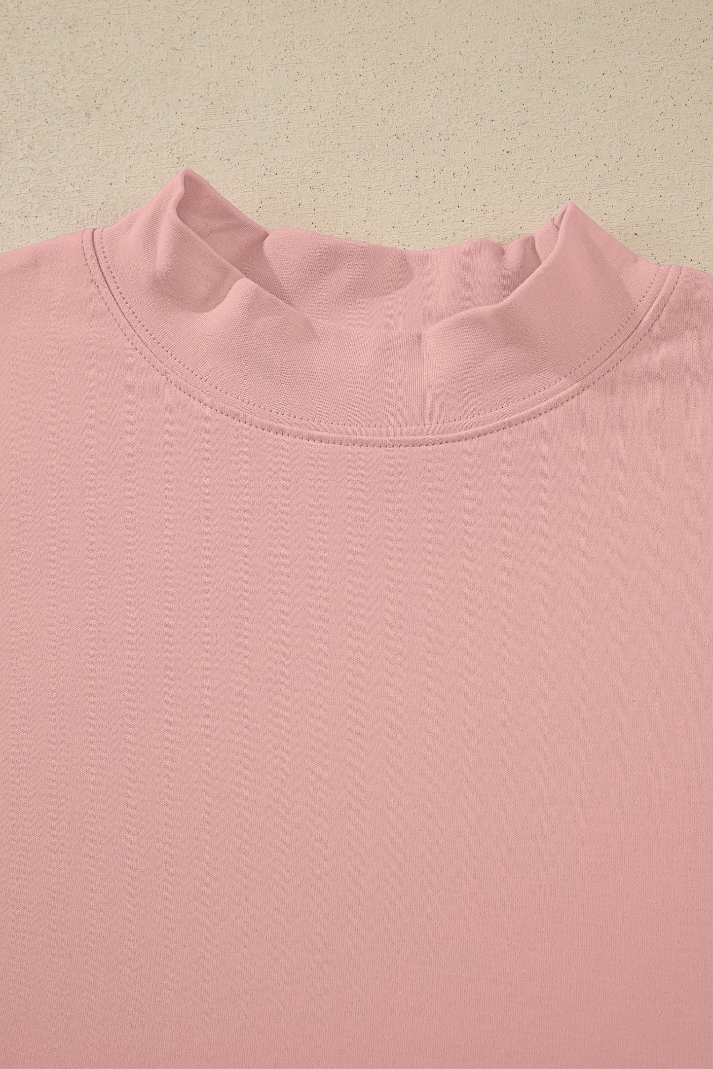 Pink Solid Color High Neck Oversize Tee
