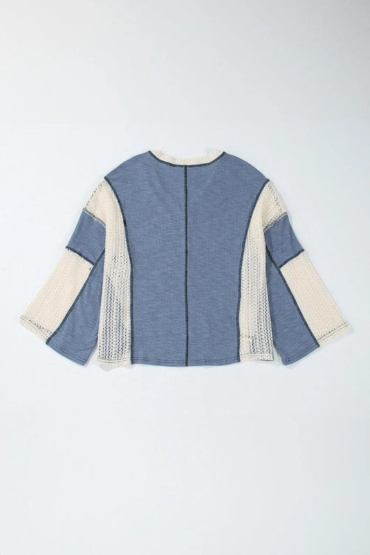 Tops/Long Sleeve Tops Ashleigh Blue Crochet Detail Exposed Seam High Low Loose Top