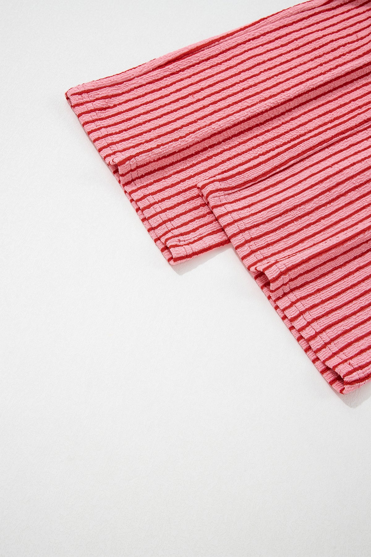 Rose Stripe Crew Neck Tee Drawstring Waist Cropped Pants Set