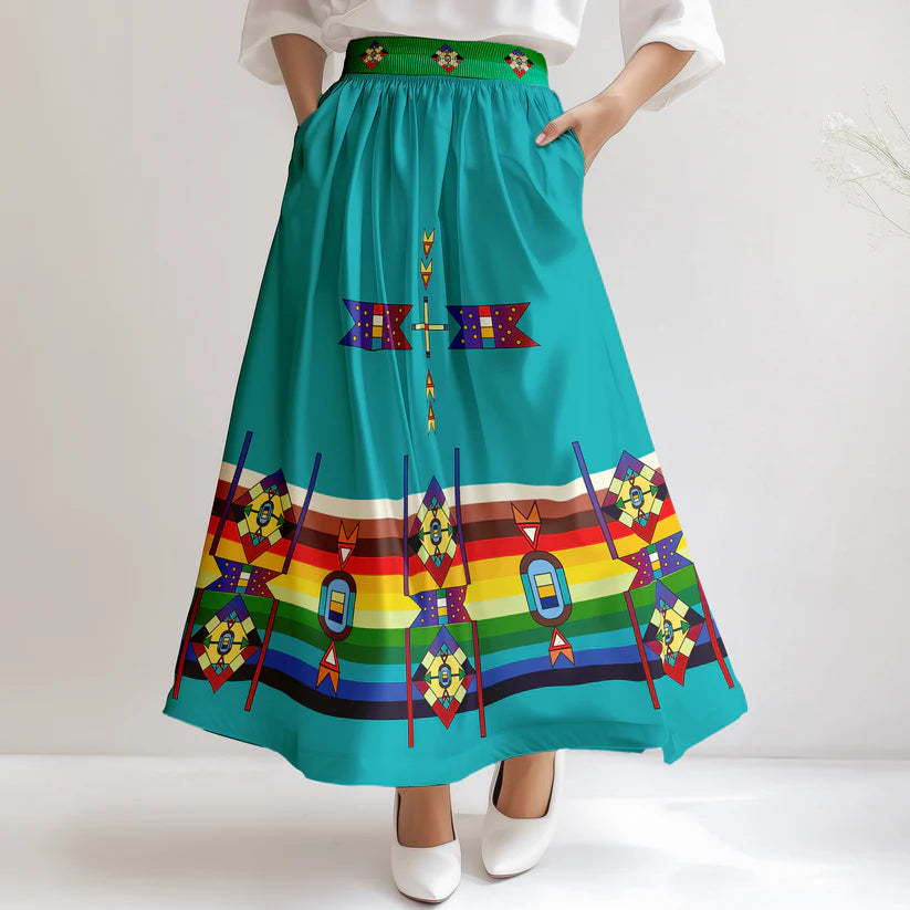 Flames of Heritage Geometric Skirt by 49DZINE