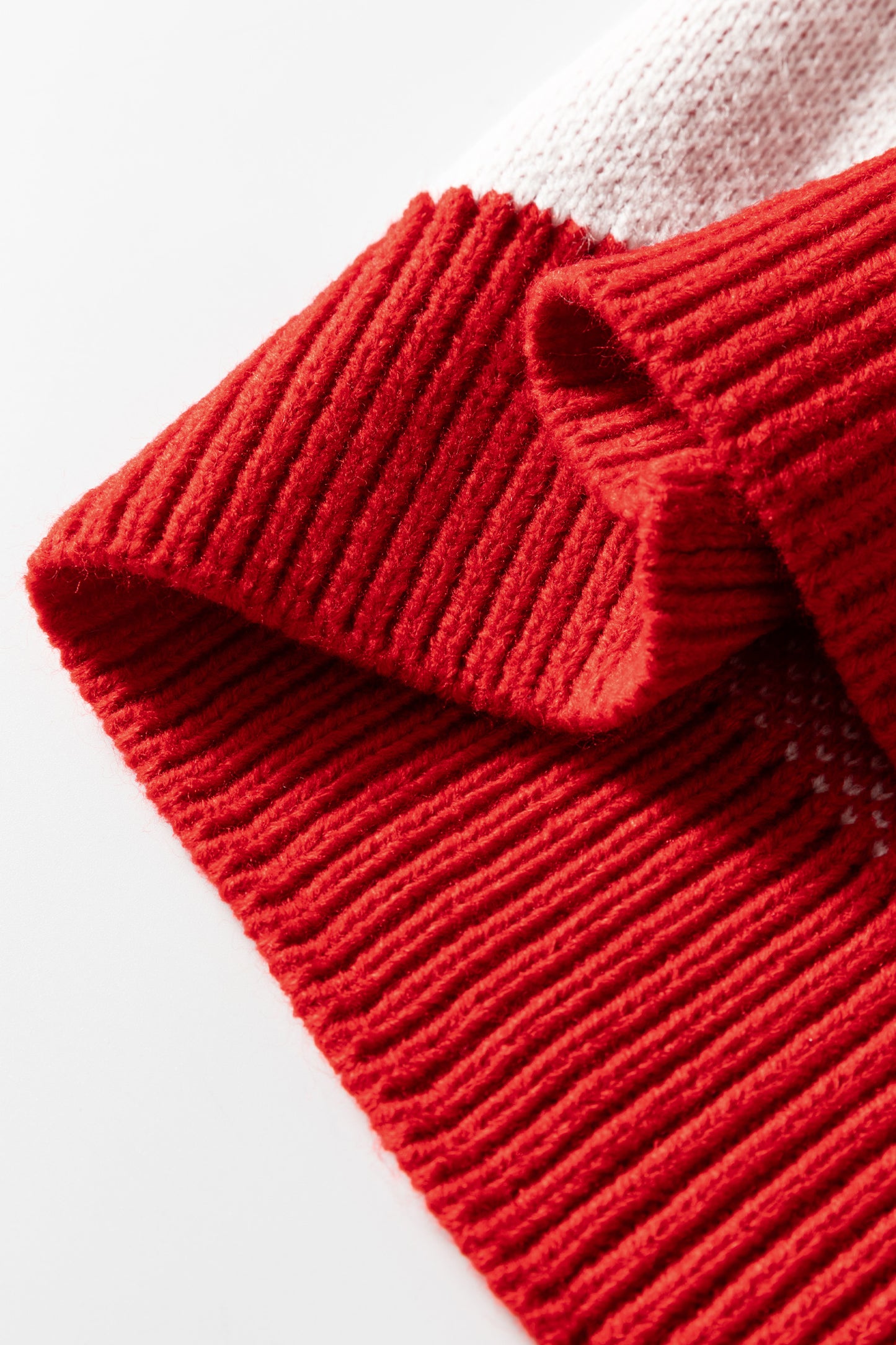 Fiery Red Checkered Bishop Sleeve Sweater