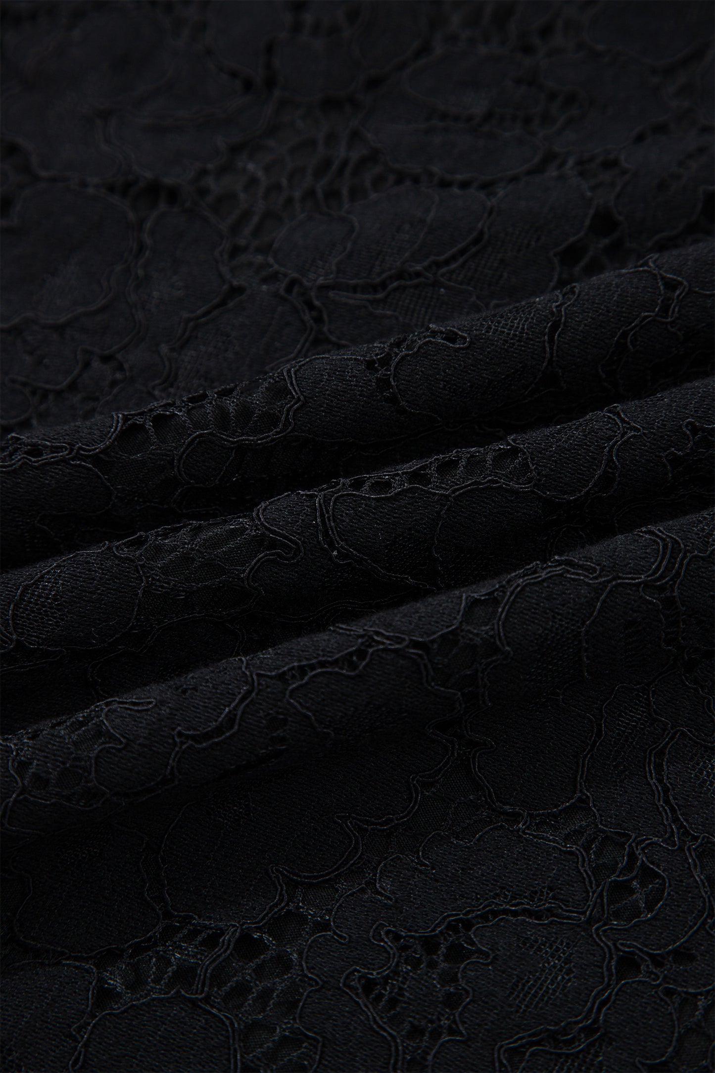 Black Floral Lace Overlay Tassel Tie Short Sleeve Beach Vacation Loose Maxi Dress