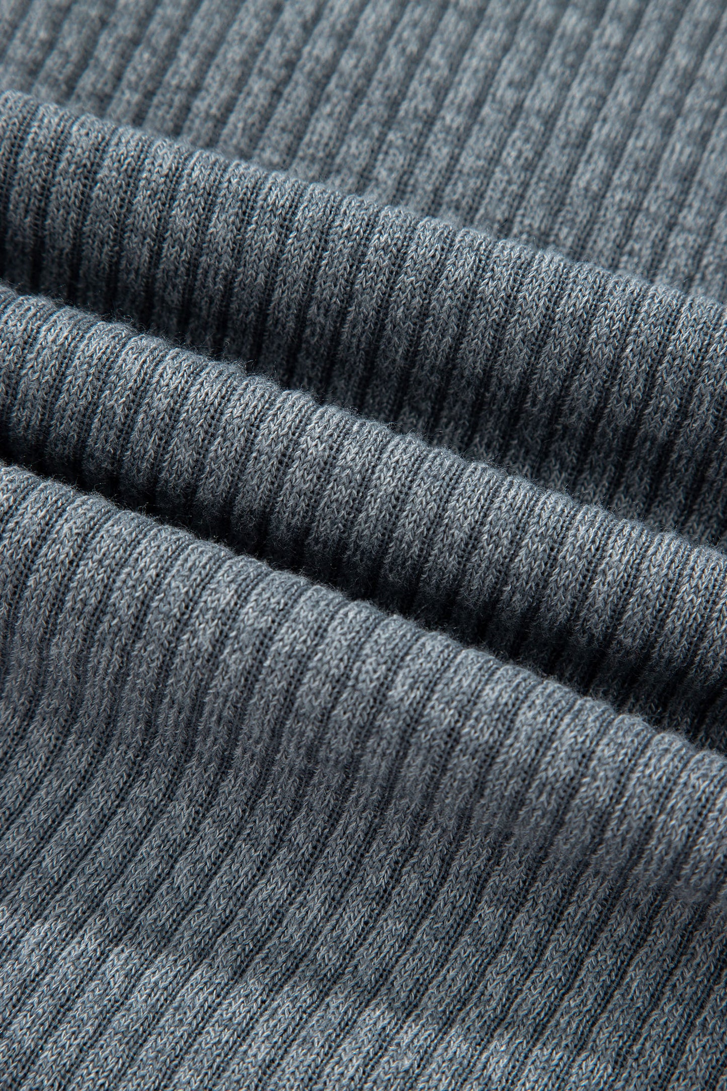 Medium Grey Ribbed Knit Buttons Front Flap Pocket Casual Shacket