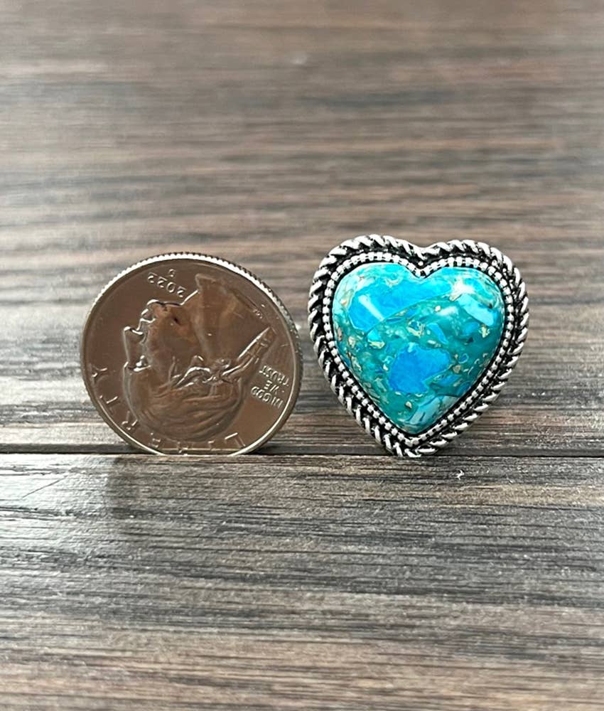 750497, Heart Gemstone Adjustable Ring