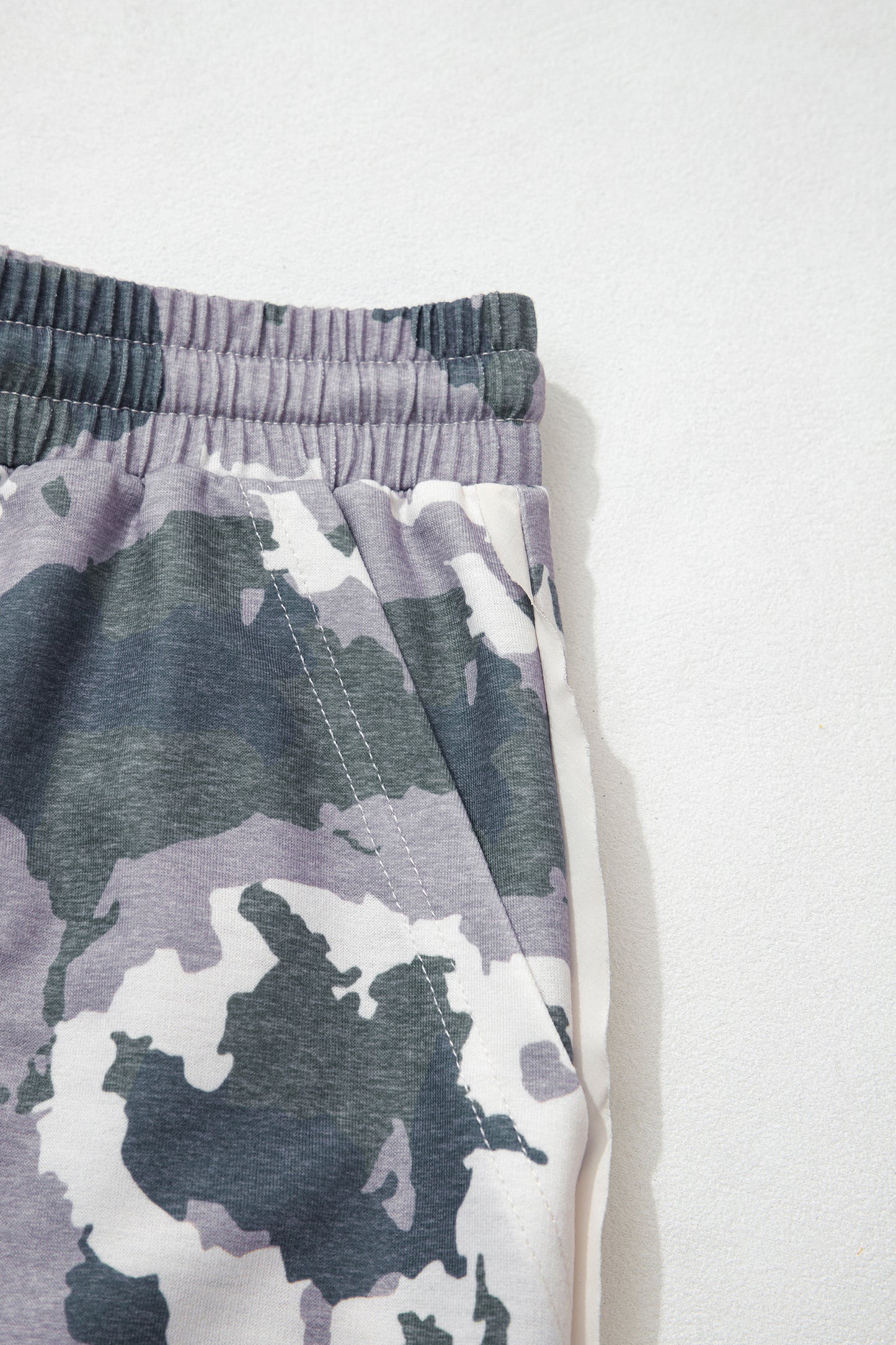 Brown Camo Drawstring Waist Patch Pocket Plus Size Pants