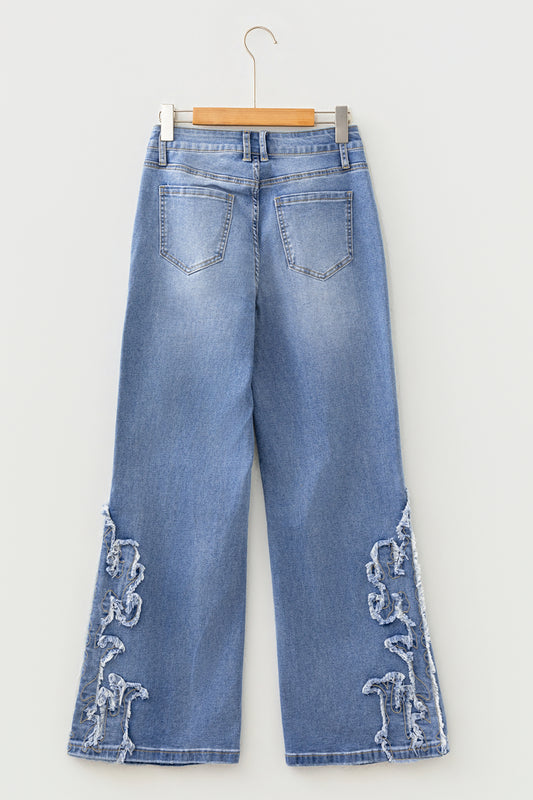 Ashleigh Blue Embroidered Western Print Flare Leg Full Length Jeans