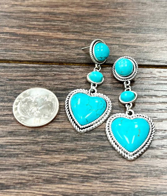 Heart Turquoise Post Earrings