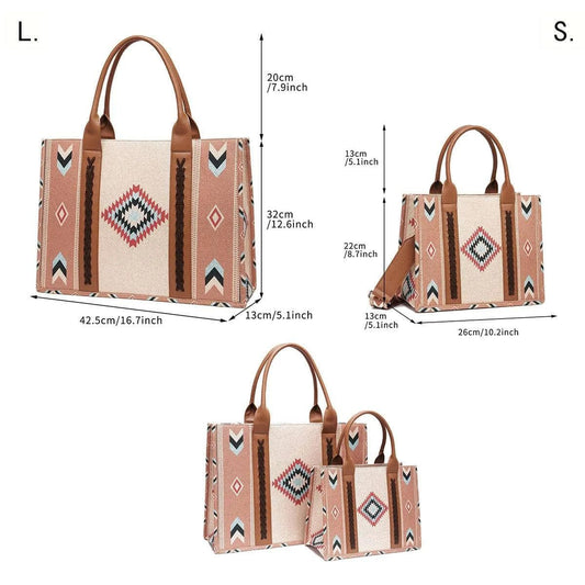 Women's Crossbody Bag Bohemian Retro Western Printed Handbag - Navy Blue and Brown