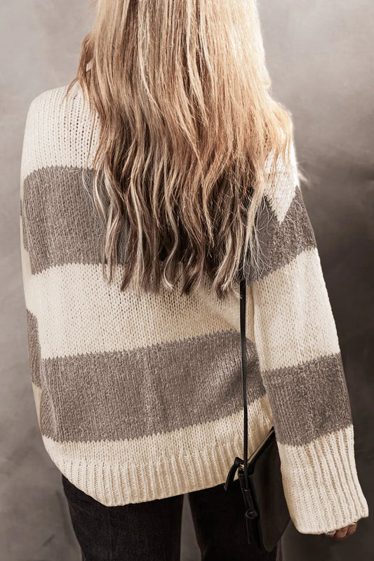 Simply Taupe Colorblock Loose Pullover Sweater - Chic Meadow Boutique