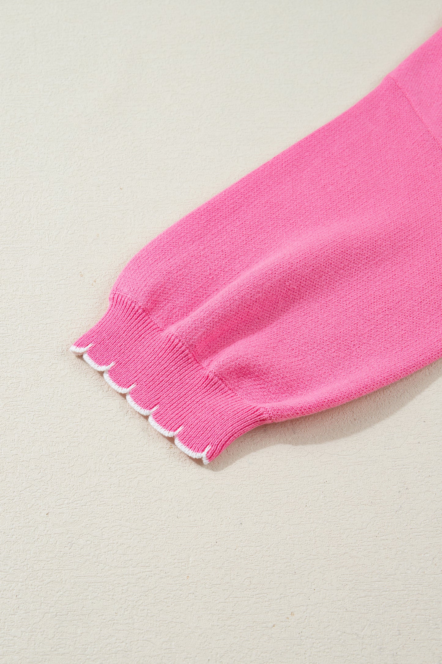 Sachet Pink Big Ribbon Bow Print Contrast Stitch Trim Drop Shoulder Sweater