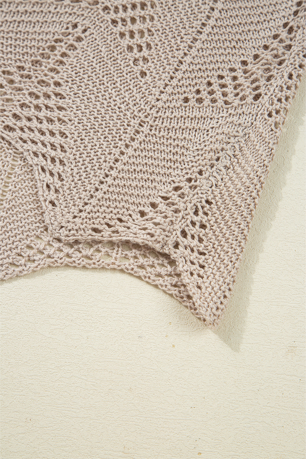 Parchment Hollow Out Knit 7/8 Sleeve Casual Sweater