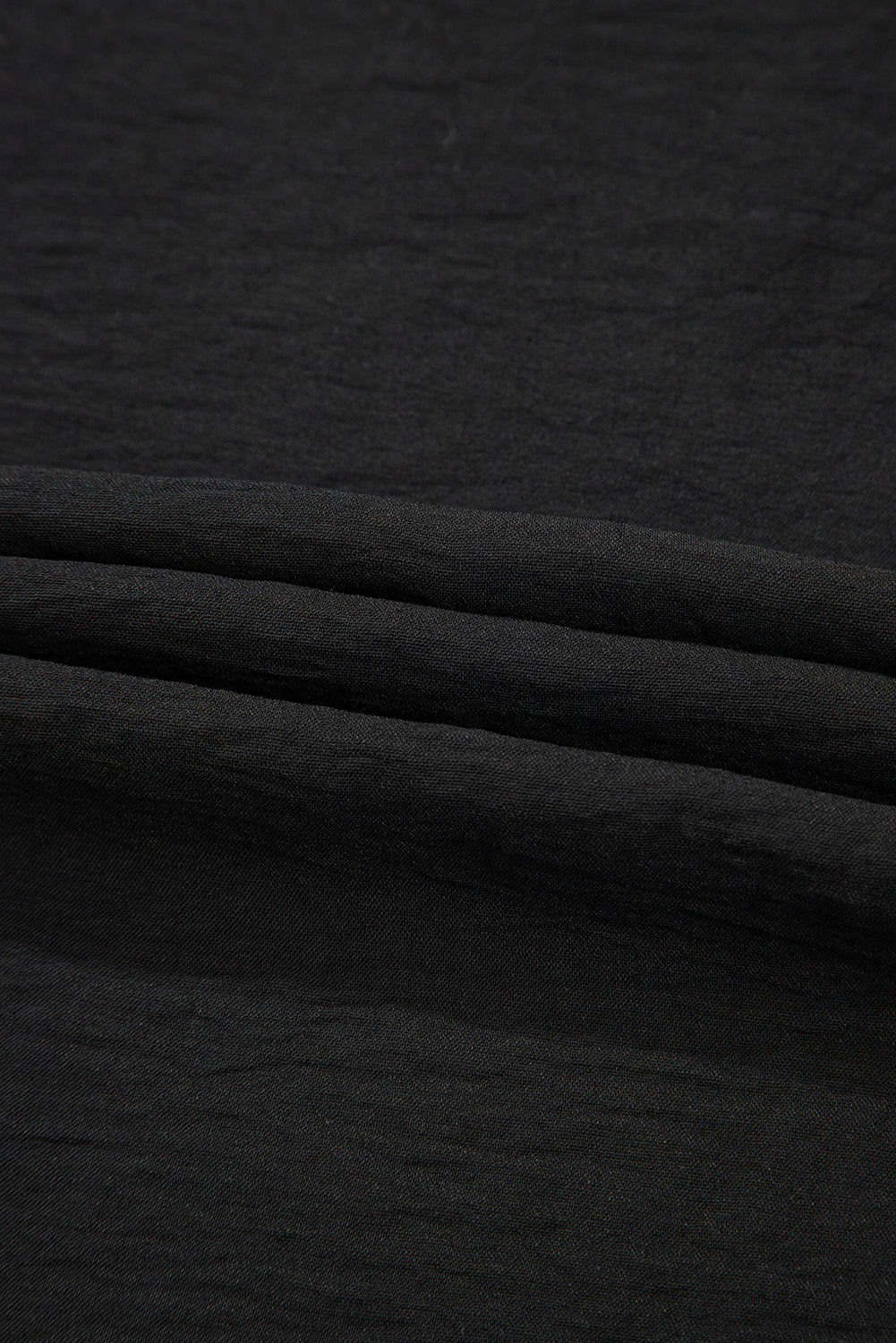 Black Drawstring Frilled Waist Wide Leg Utility Trousers