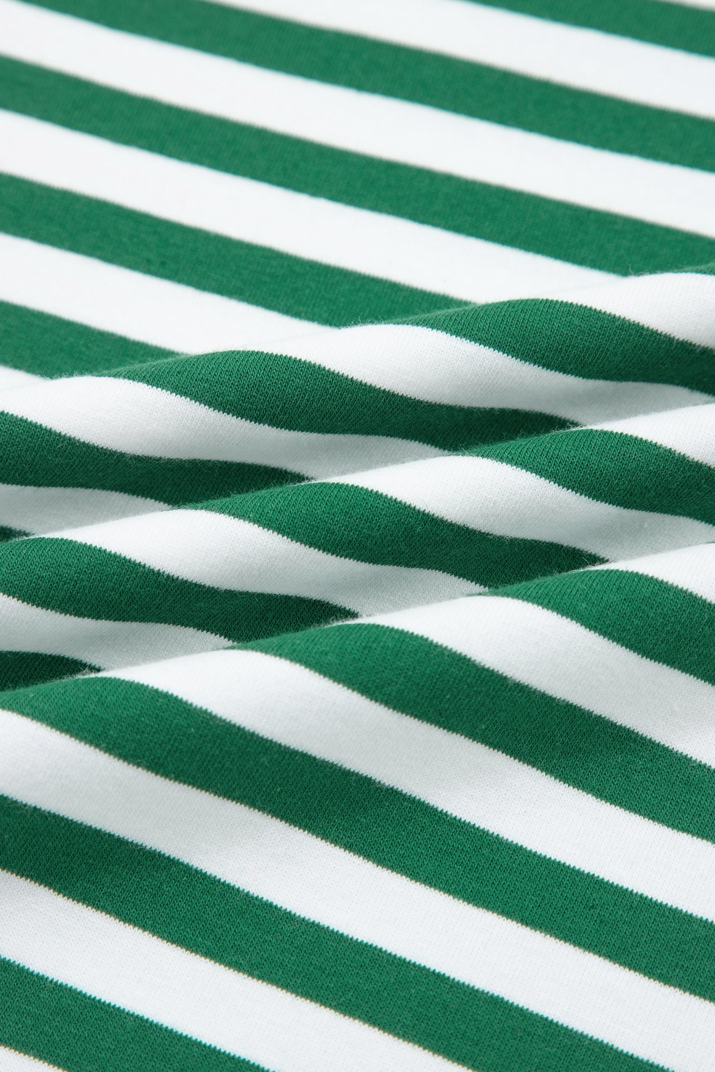 Green Stripe Drop Shoulder Boxy Casual Terry Short Set