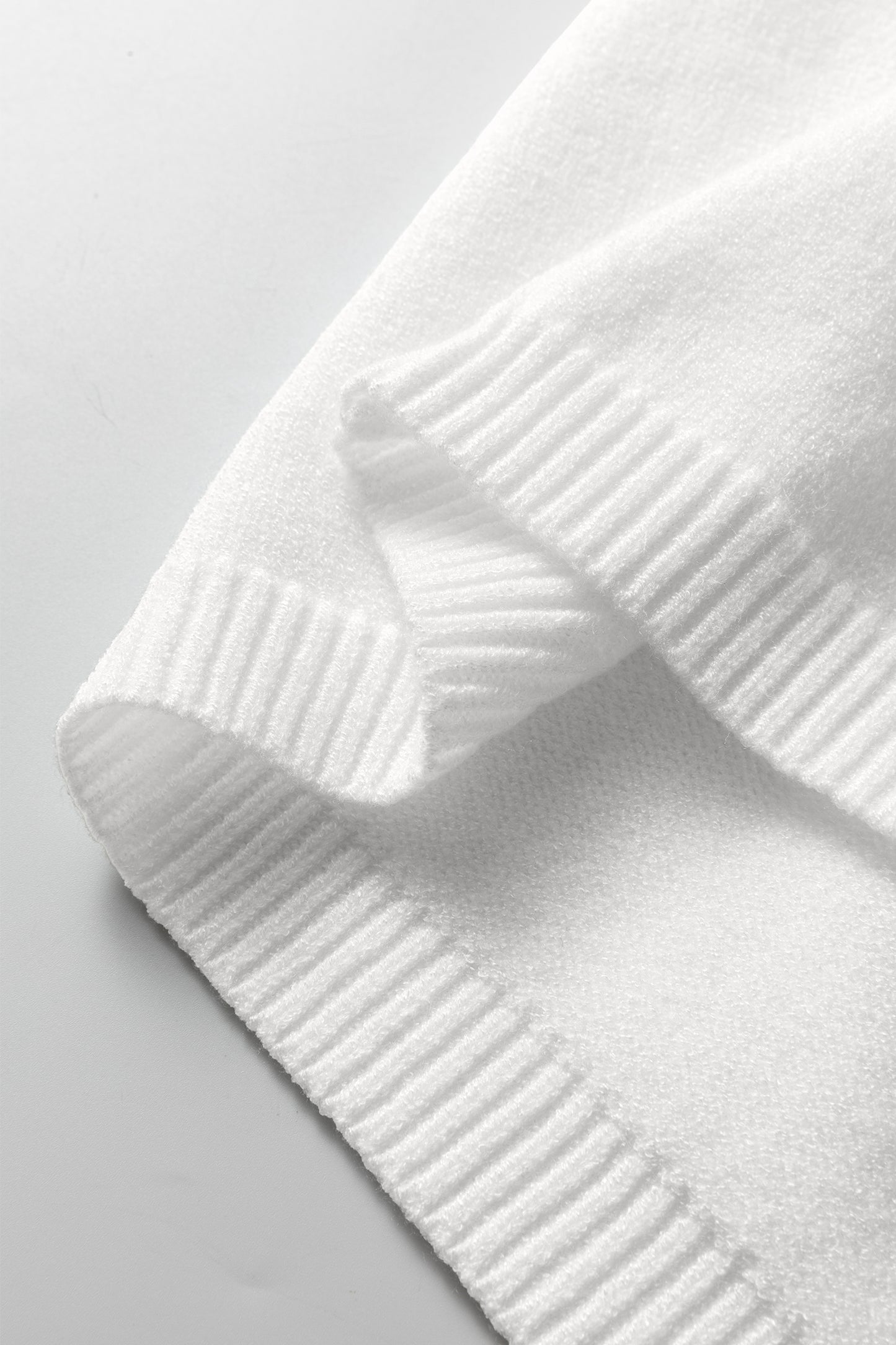 White Solid Color Knit Loose Bracelet Sleeve Dolman Sweater