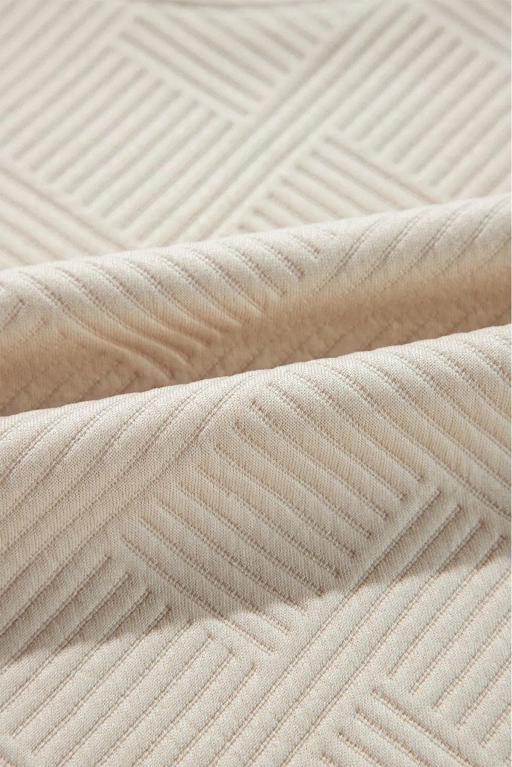 Dresses/Mini Dresses Apricot Solid Color Textured Long Sleeve Shift Dress