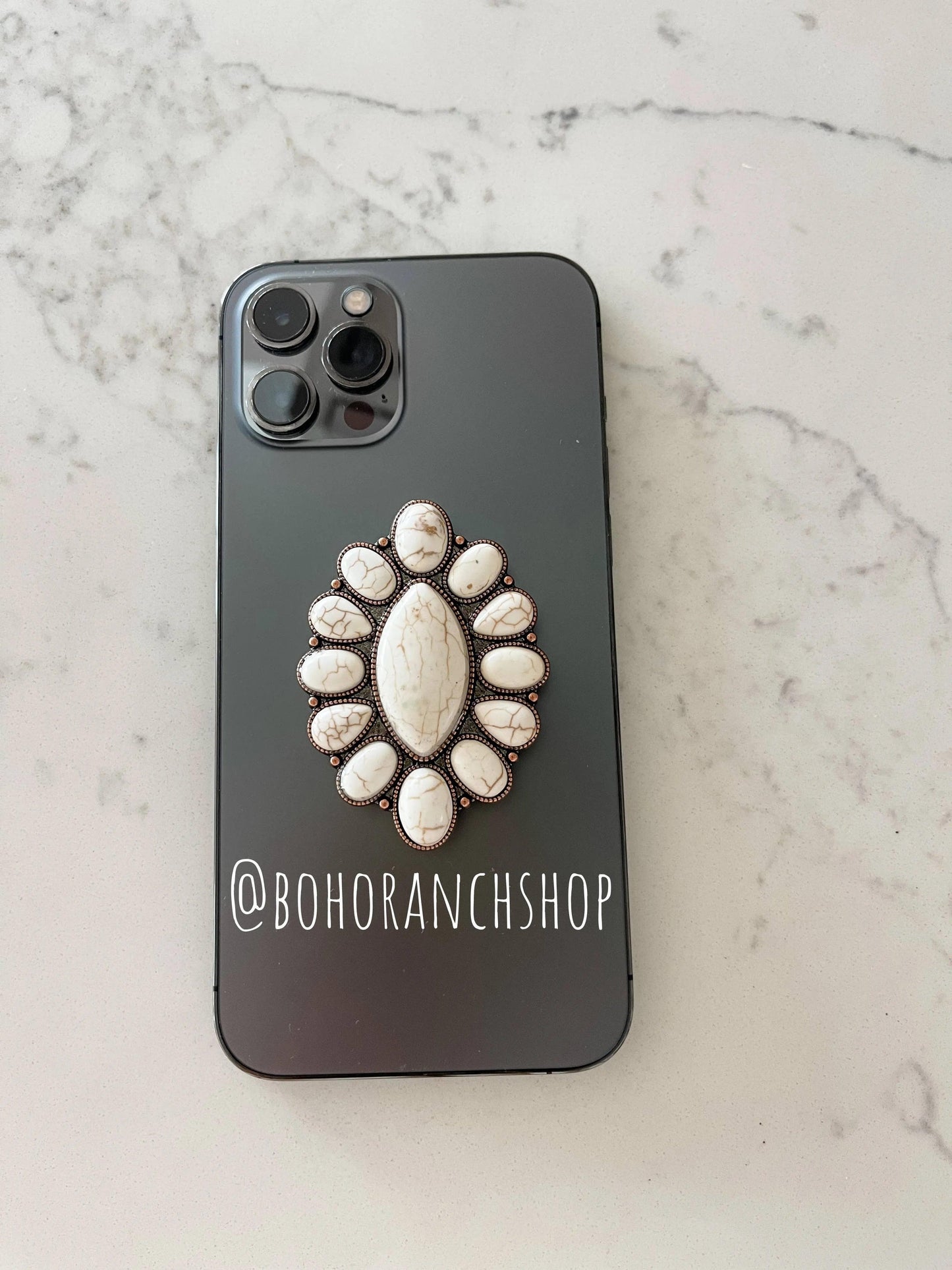 Jewelry WHITE Western Concho Stone Phone Holder