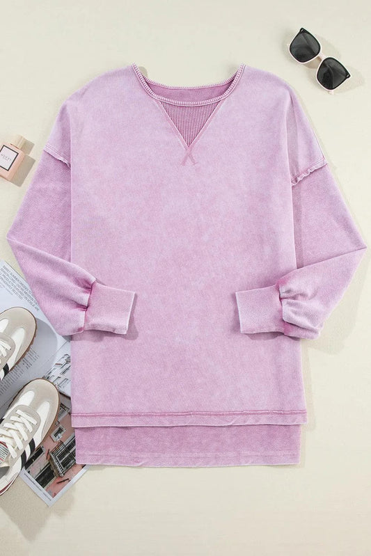 Tops/Sweatshirts & Hoodies Orchid Petal Mineral Wash Drop Shoulder Pullover Sweatshirt