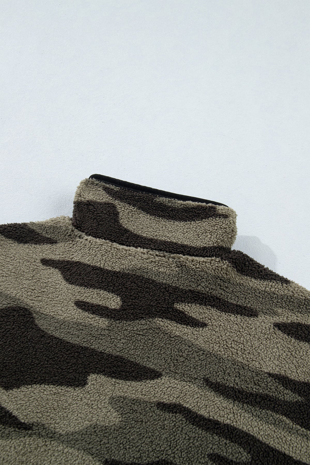 Multicolour Camouflage Fleece Half Zip-Up Long Sleeve Pocket Sweatshirt