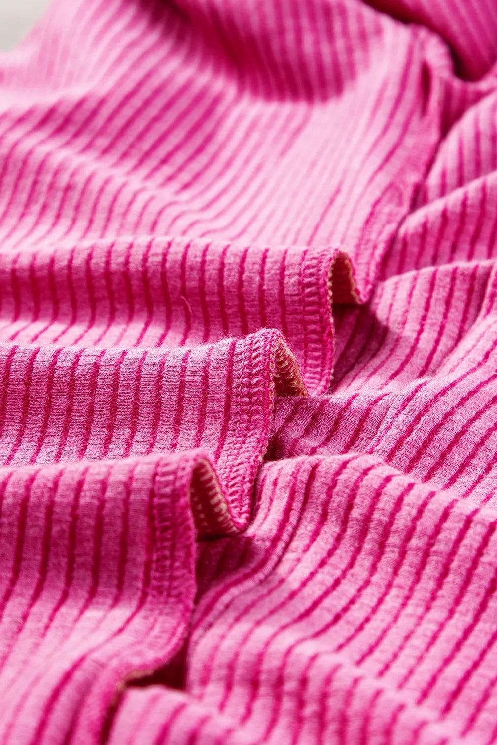 Tops/Tops & Tees Rose Red Textured Colorblock Crew Neck T Shirt