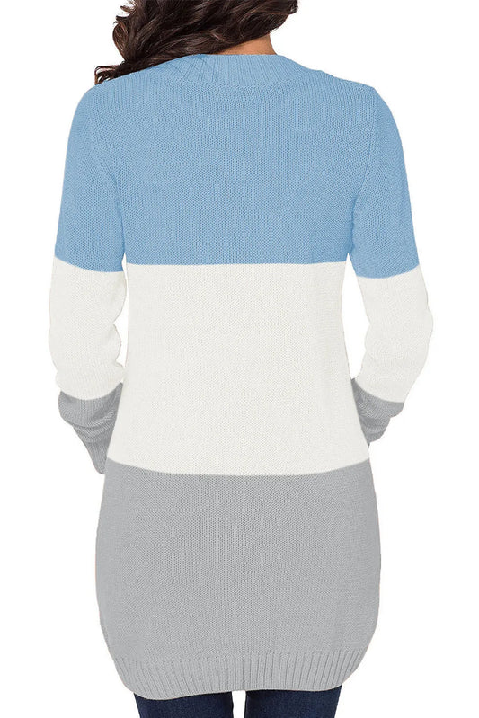 Blue Front Pocket and Buttons Closure Cardigan - Chic Meadow Boutique