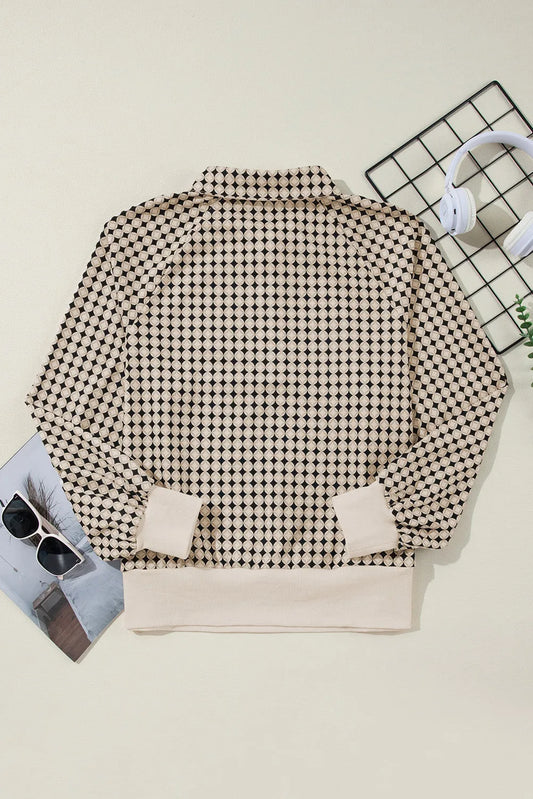 Black Plus Size Two Tone Contrast Collared Pullover Sweatshirt - Chic Meadow Boutique