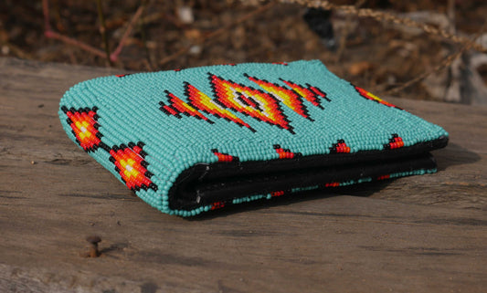 Handmade Beaded Wallet with intricate Beadwork Bifold Wallet
