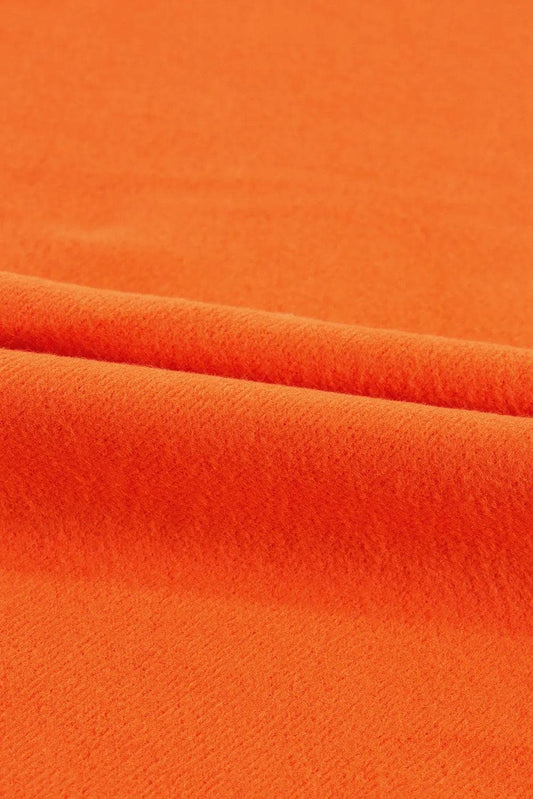 Tops/Sweatshirts & Hoodies Orange Fleece Lined Half Zipper Kangaroo Pockets Loose Hoodie