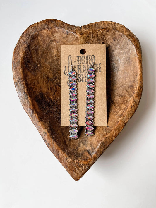 Jewelry Western Bar Glass Stone Dangle Earrings