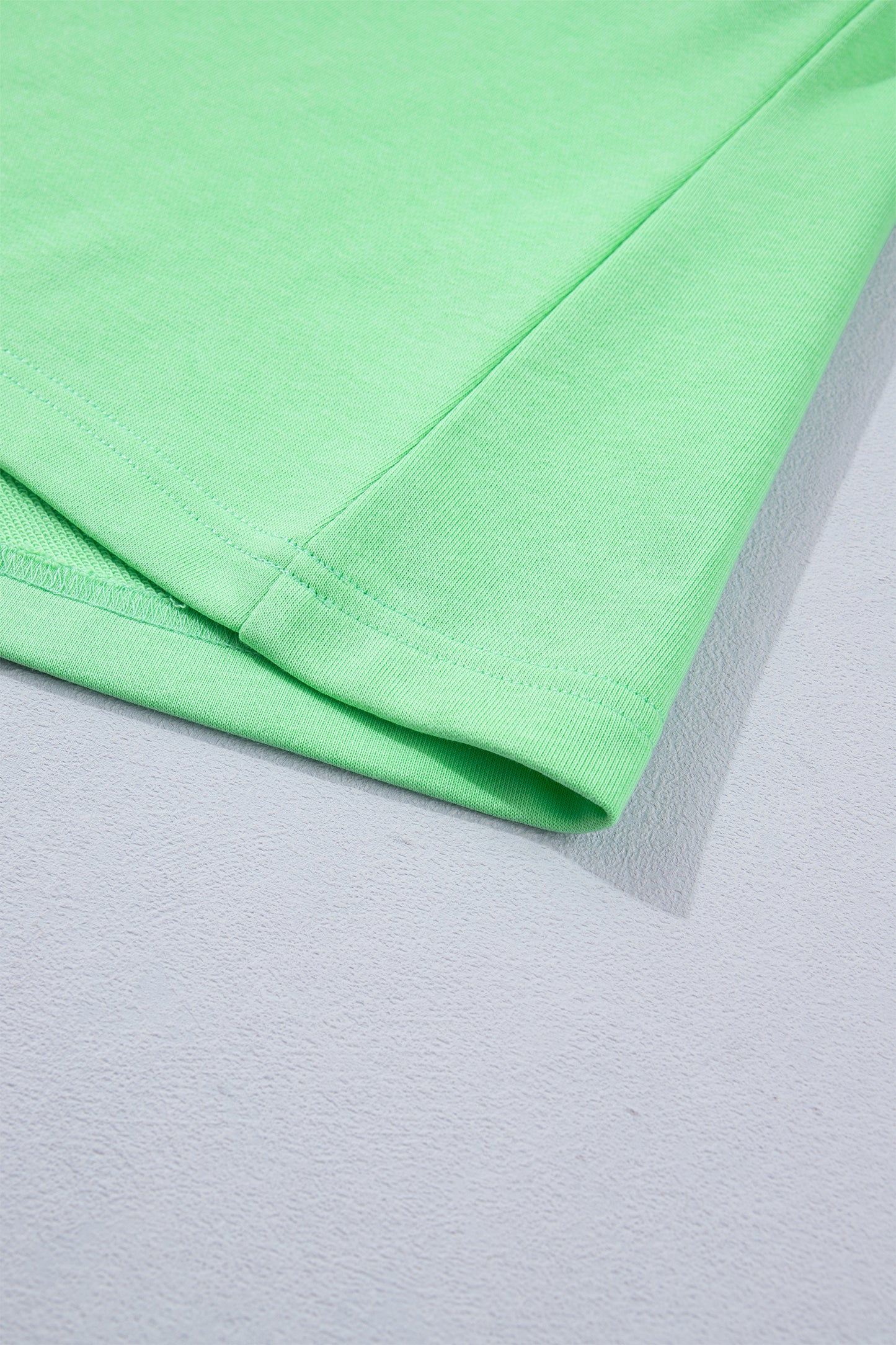 Green Color Block Accent Half Zip Top Athleisure Shorts Set