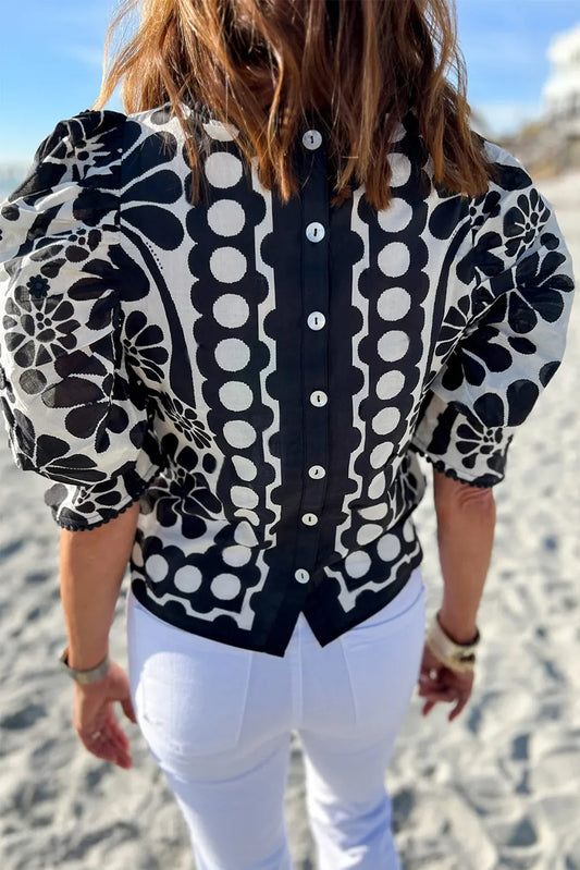 Black Palermo Puffed Sleeve Blouse - Chic Meadow Boutique