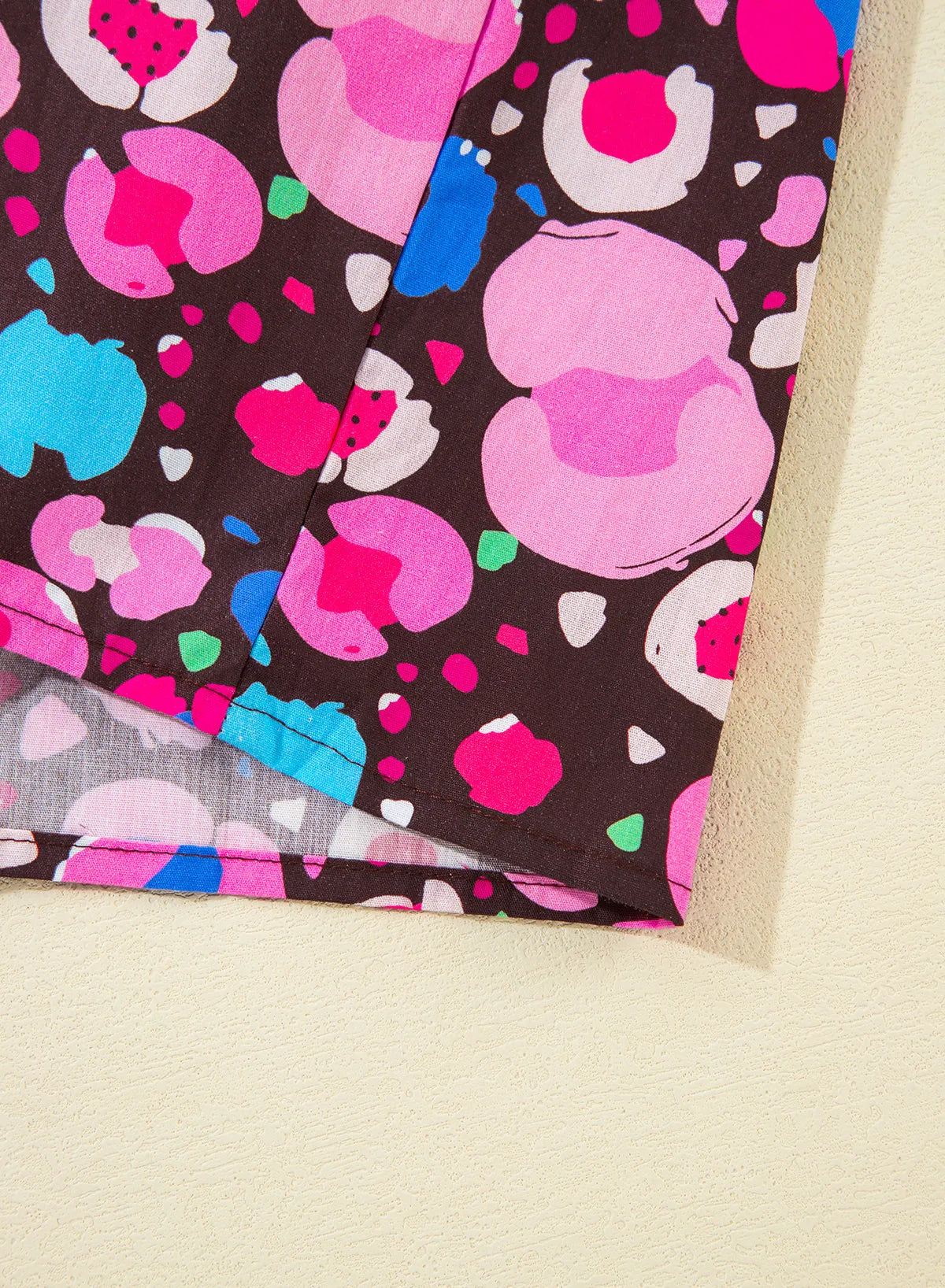 Rose Abstract Print V Neck Collared Half Sleeve Short Dress - Chic Meadow Boutique