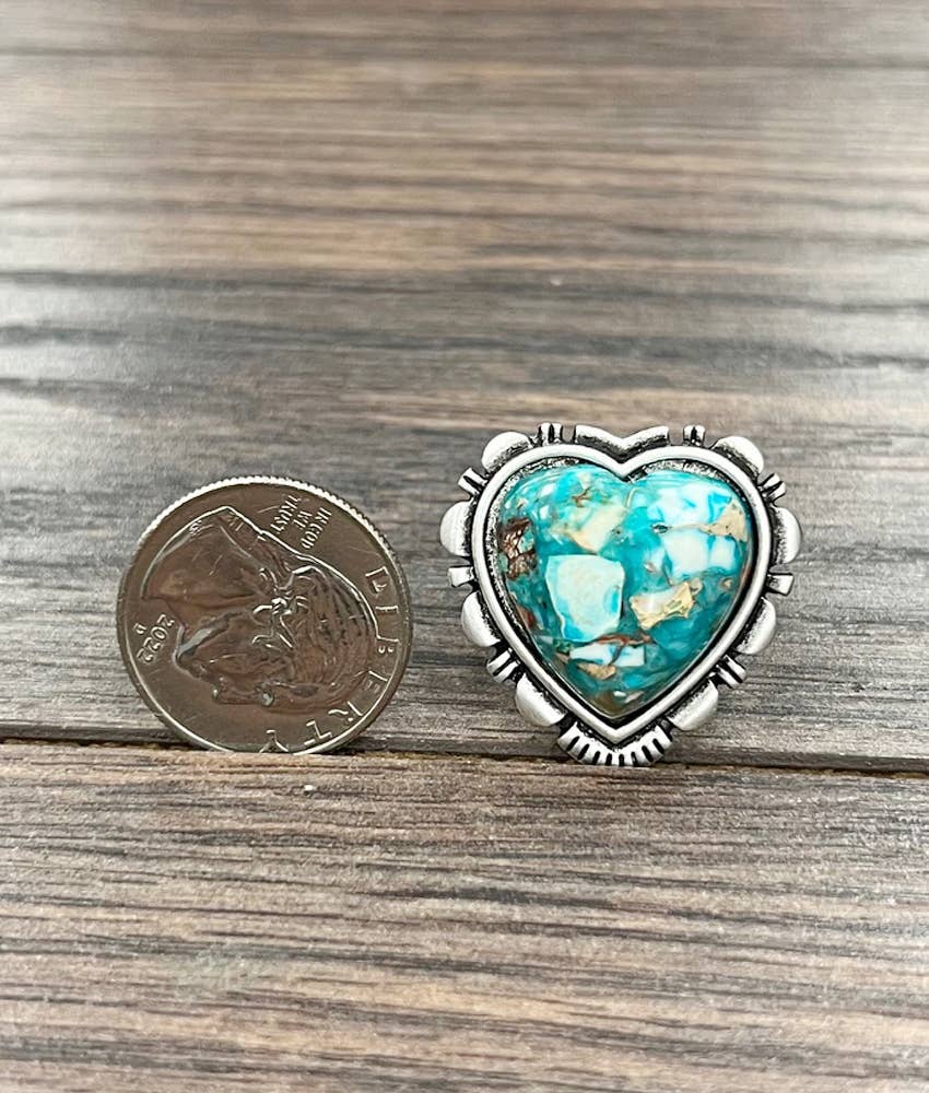 750519, Heart Gemstone Adjustable Ring