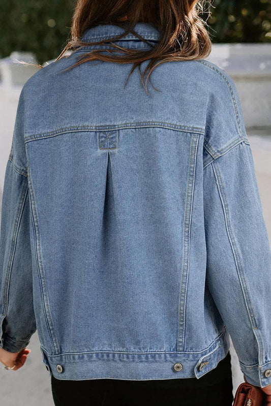 Outerwear/Denim jackets Wild Wind Washed Oversize Pocketed Denim Jacket
