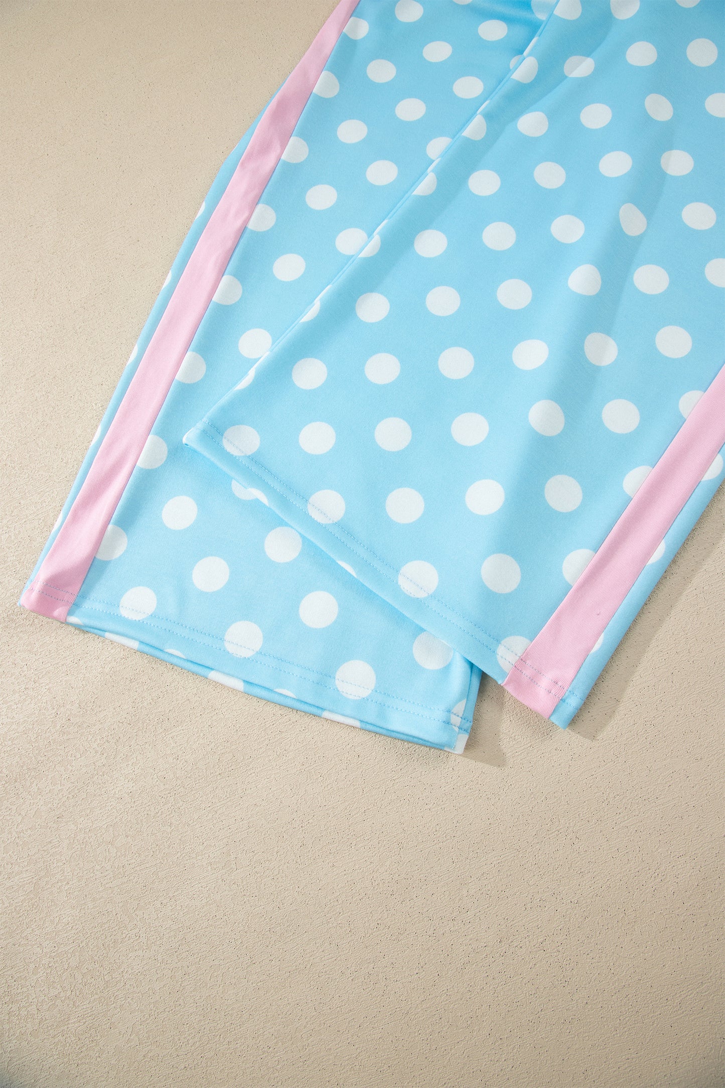 Sky Blue Polka Dot Short Sleeve Top and Pants Set