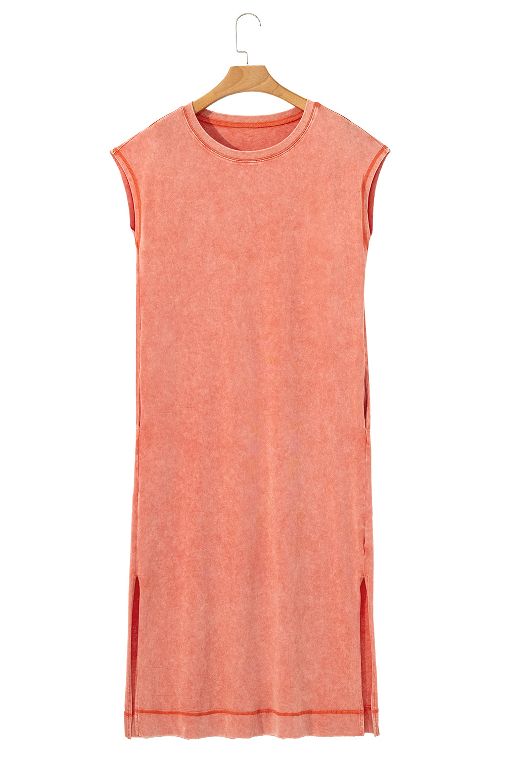 Carrot Mineral Wash Pocketed T-shirt Long Dress