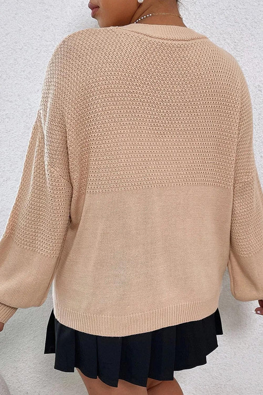 Tops/Sweaters & Cardigans Smoke Gray Floral Applique Drop Shoulder Bubble Sleeve Cardigan