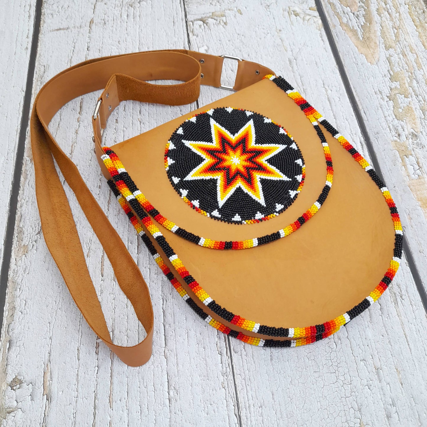 Handmade Beaded Leather Crossbody bag , Shoulder Bag