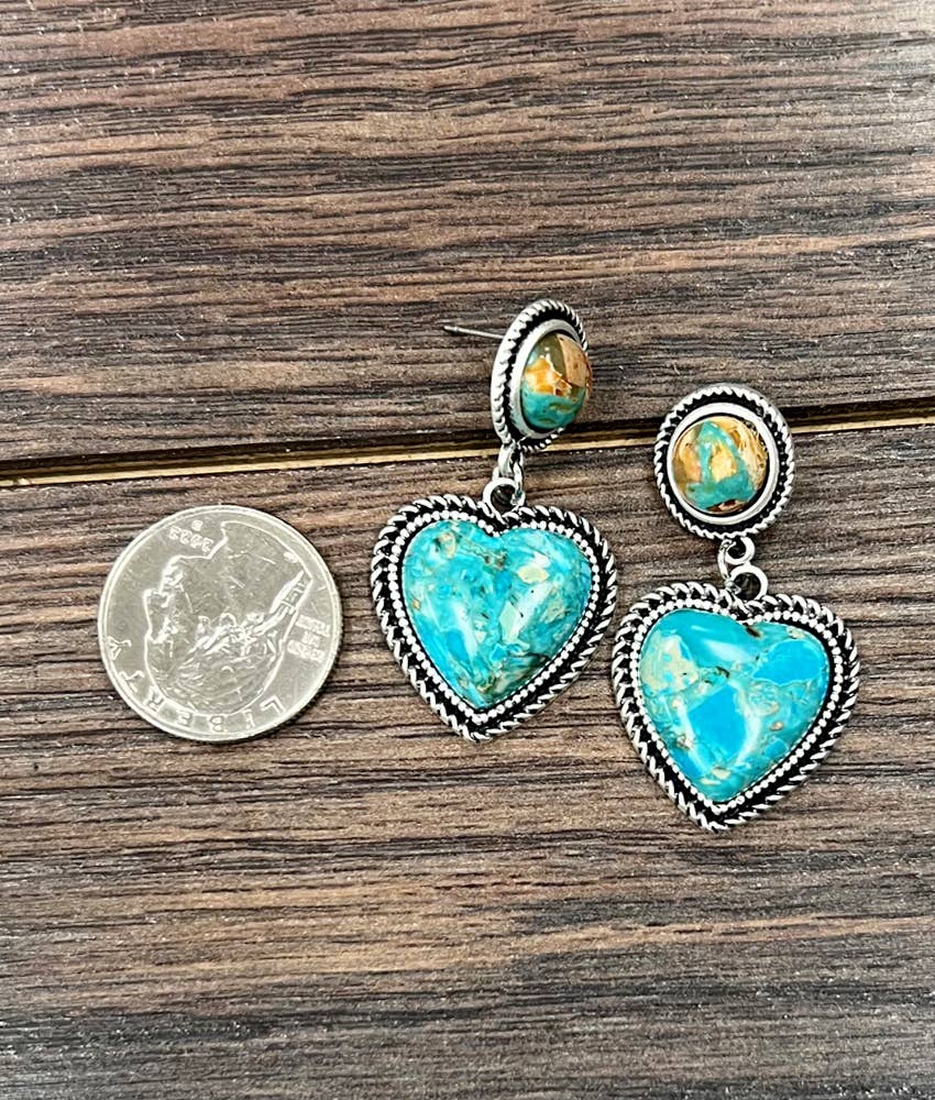 726429, Heart Gemstone Post Earrings
